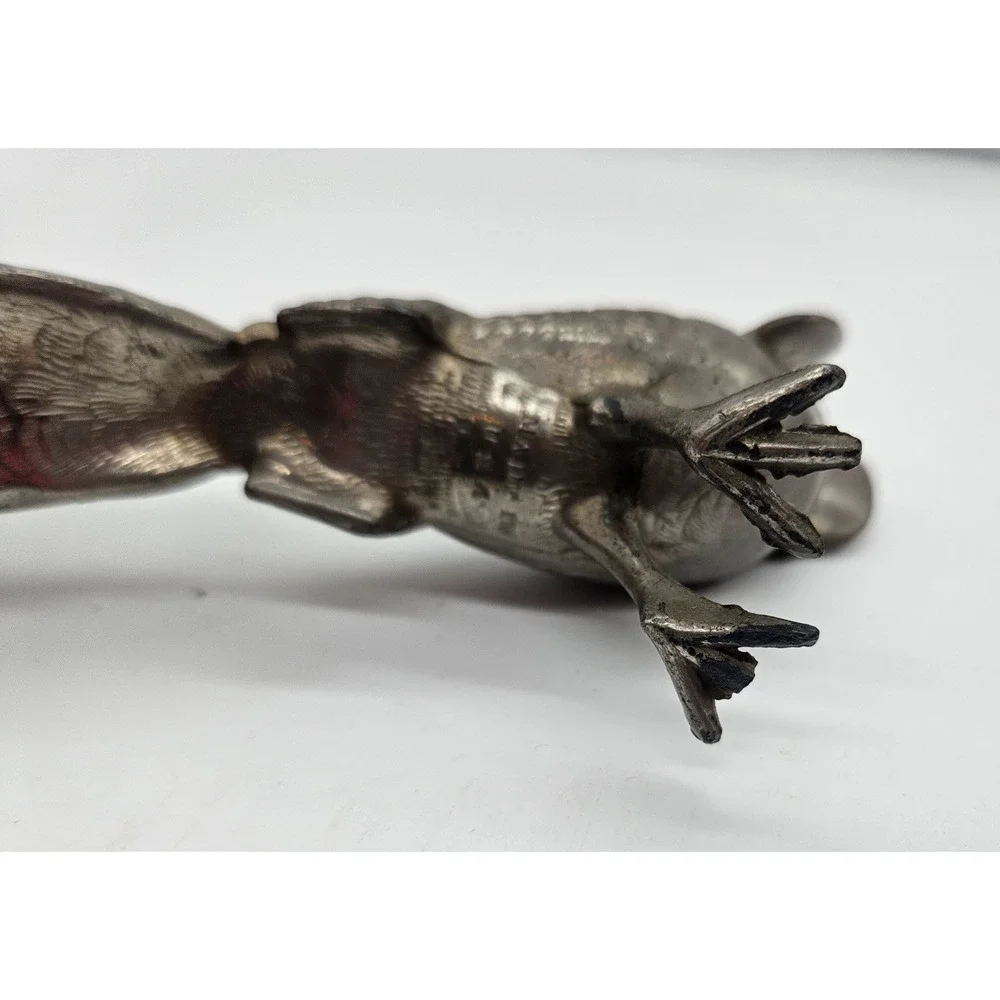 Vintage Metal Pheasant Made in USA 430 Silver Tone Bird Figurine